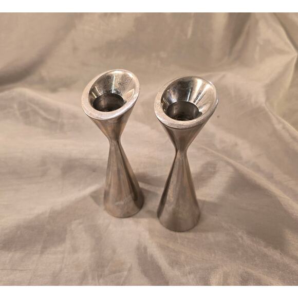 Vintage Set of 2 Nambe Collection 1950's Candlestick Holders - Picture 3 of 6